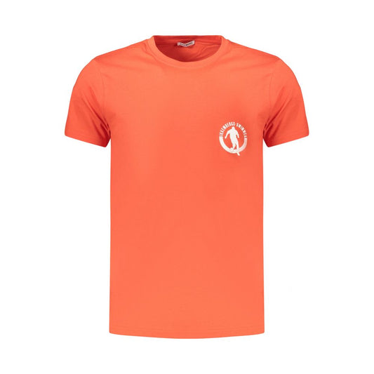 Bikkembergs Orange Cotton Short-Sleeved T-Shirt with Logo Print