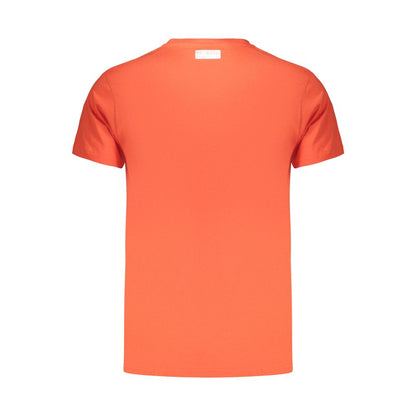 Bikkembergs Orange Cotton Short-Sleeved T-Shirt with Logo Print