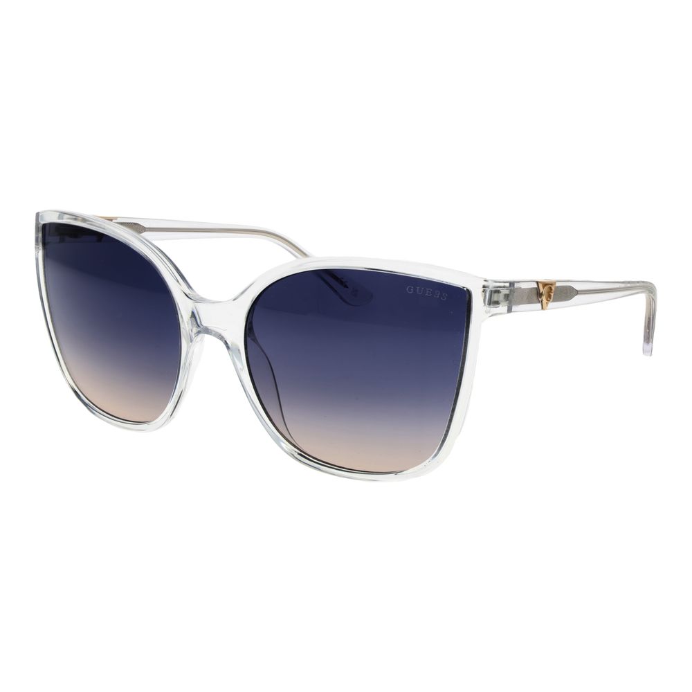 Guess Women’s Sunglasses – Transparent Butterfly Frame, Blue Gradient Lenses
