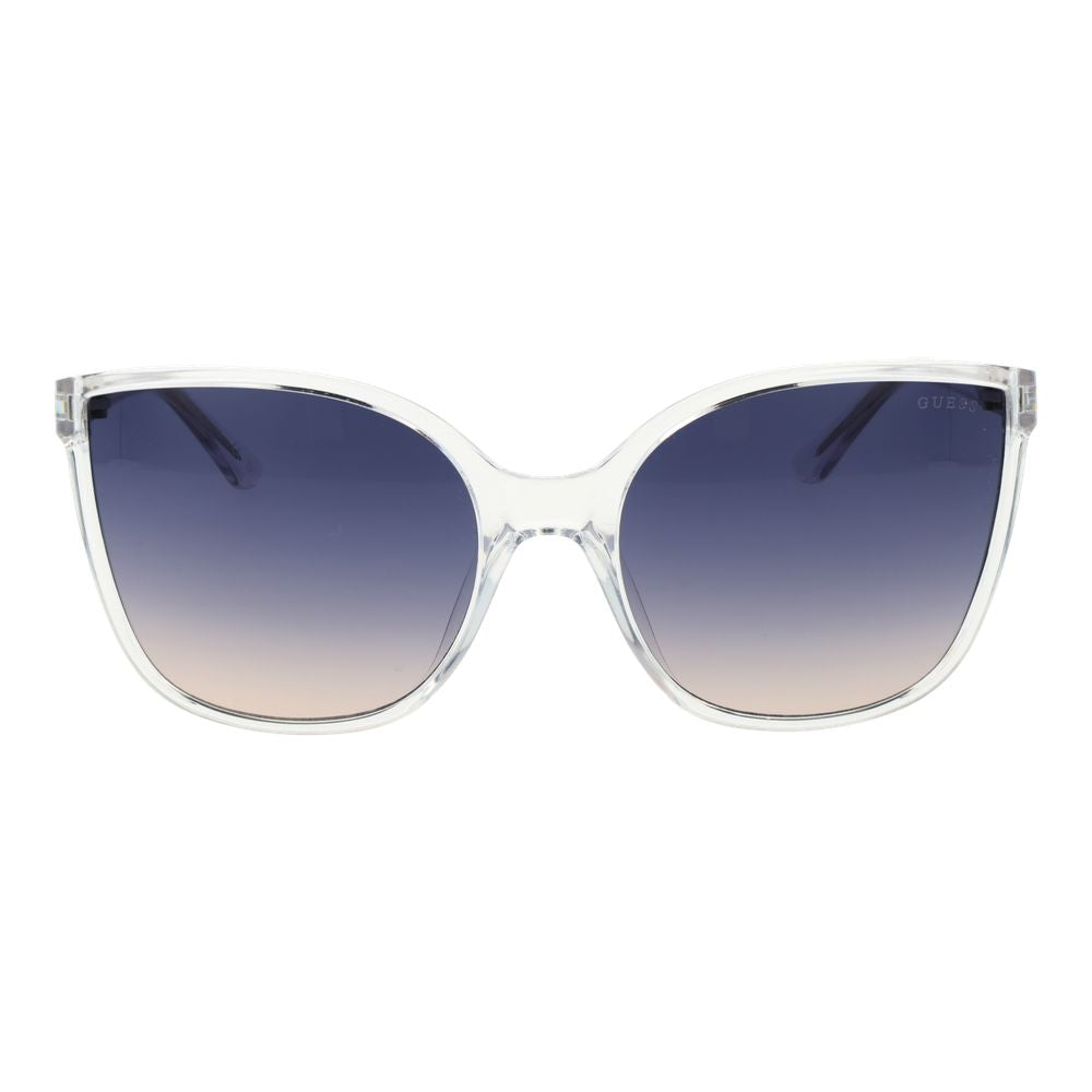 Guess Women’s Sunglasses – Transparent Butterfly Frame, Blue Gradient Lenses