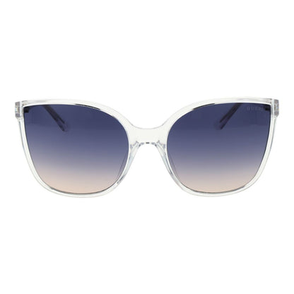 Guess Women’s Sunglasses – Transparent Butterfly Frame, Blue Gradient Lenses