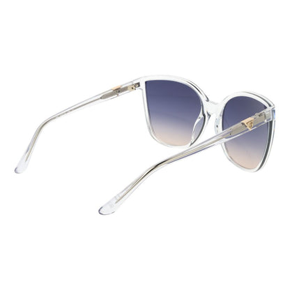 Guess Women’s Sunglasses – Transparent Butterfly Frame, Blue Gradient Lenses