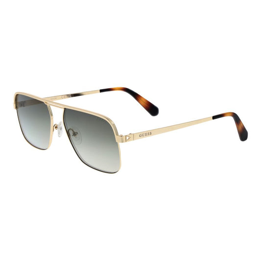 Guess Men’s Sunglasses – Gold Full-Rim Frame, Green Mirrored Lenses