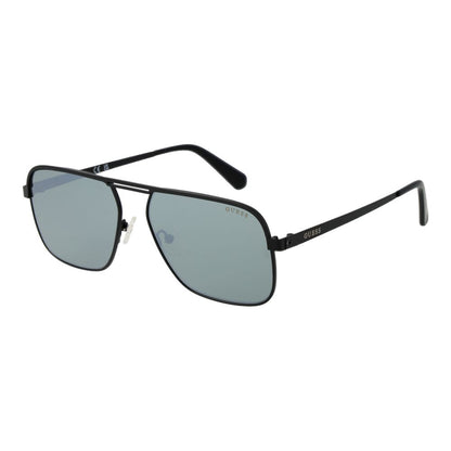Guess Men’s Sunglasses – Black Square Frame, Silver Mirrored Lenses