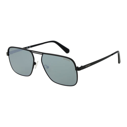 Guess Men’s Sunglasses – Black Square Frame, Silver Mirrored Lenses