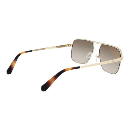 Guess Men’s Sunglasses – Gold Full-Rim Frame, Green Mirrored Lenses