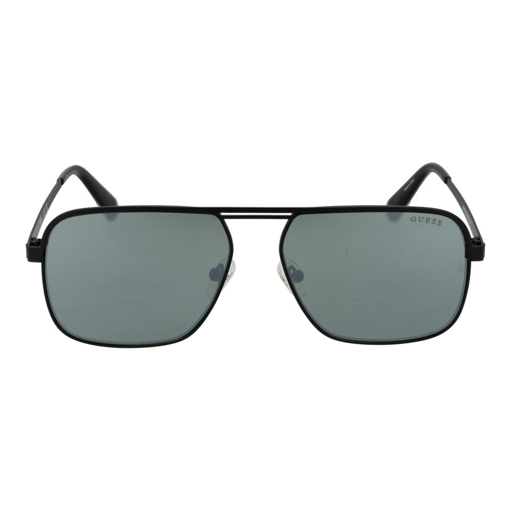 Guess Men’s Sunglasses – Black Square Frame, Silver Mirrored Lenses