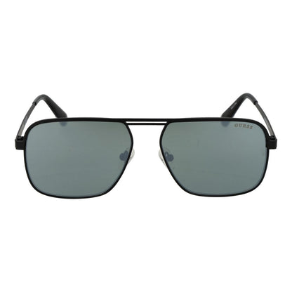 Guess Men’s Sunglasses – Black Square Frame, Silver Mirrored Lenses