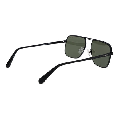 Guess Men’s Sunglasses – Black Square Frame, Silver Mirrored Lenses