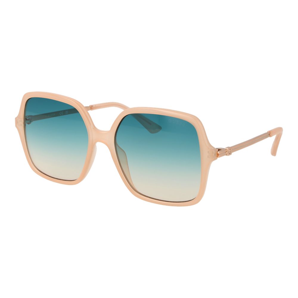 Guess Women’s Sunglasses – Beige Square Frame, Turquoise Gradient Lenses