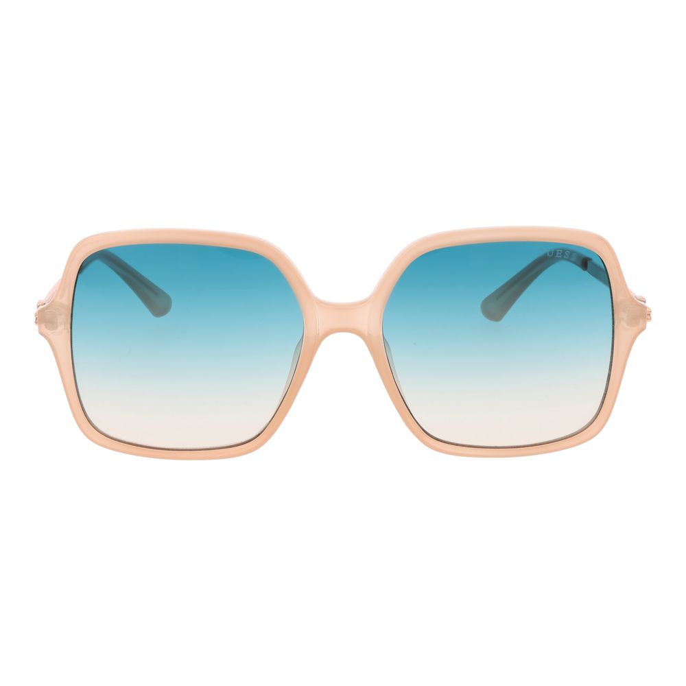 Guess Women’s Sunglasses – Beige Square Frame, Turquoise Gradient Lenses