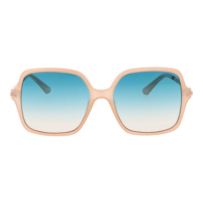 Guess Women’s Sunglasses – Beige Square Frame, Turquoise Gradient Lenses