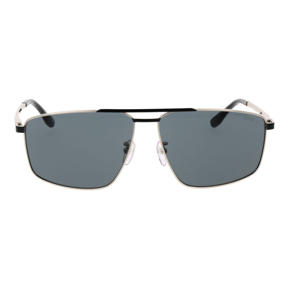 BMW Silver Titanium Sunglasses – Stylish Rectangle Frame, Grey Lenses