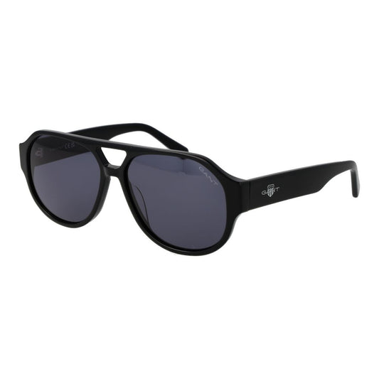 Gant Men’s Sunglasses – Black Aviator Frame, Blue Lenses