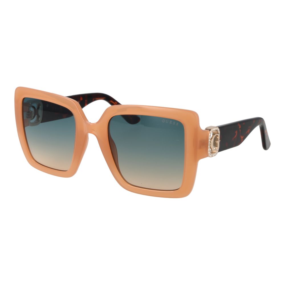 Guess Women’s Sunglasses – Beige Square Frame, Turquoise Gradient Lenses