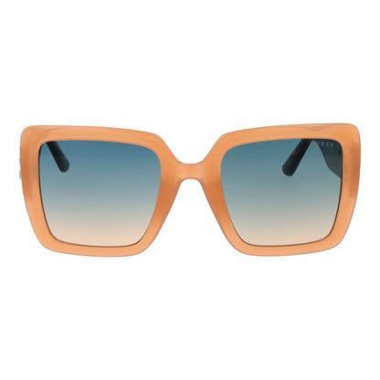 Guess Women’s Sunglasses – Beige Square Frame, Turquoise Gradient Lenses