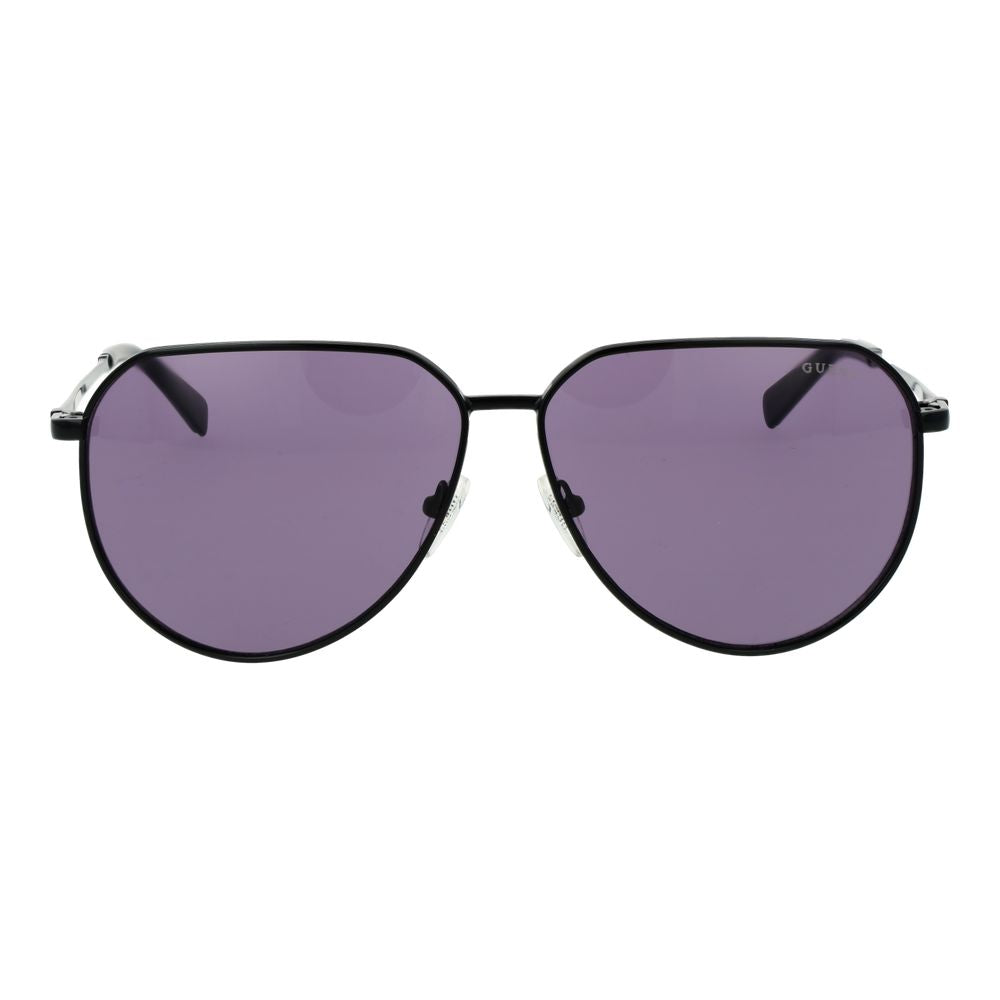Guess Men’s Sunglasses – Black Aviator Frame, Purple Lenses