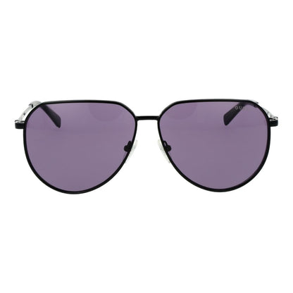 Guess Men’s Sunglasses – Black Aviator Frame, Purple Lenses