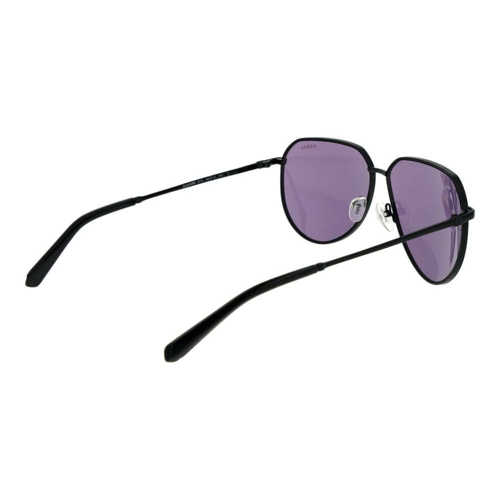 Guess Men’s Sunglasses – Black Aviator Frame, Purple Lenses