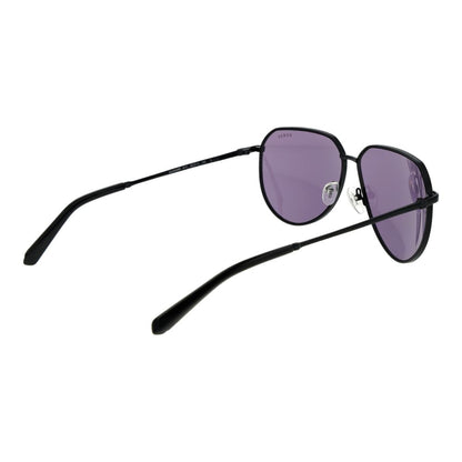 Guess Men’s Sunglasses – Black Aviator Frame, Purple Lenses