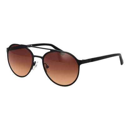 Guess Men’s Sunglasses – Black Round Frame, Brown Gradient Lenses