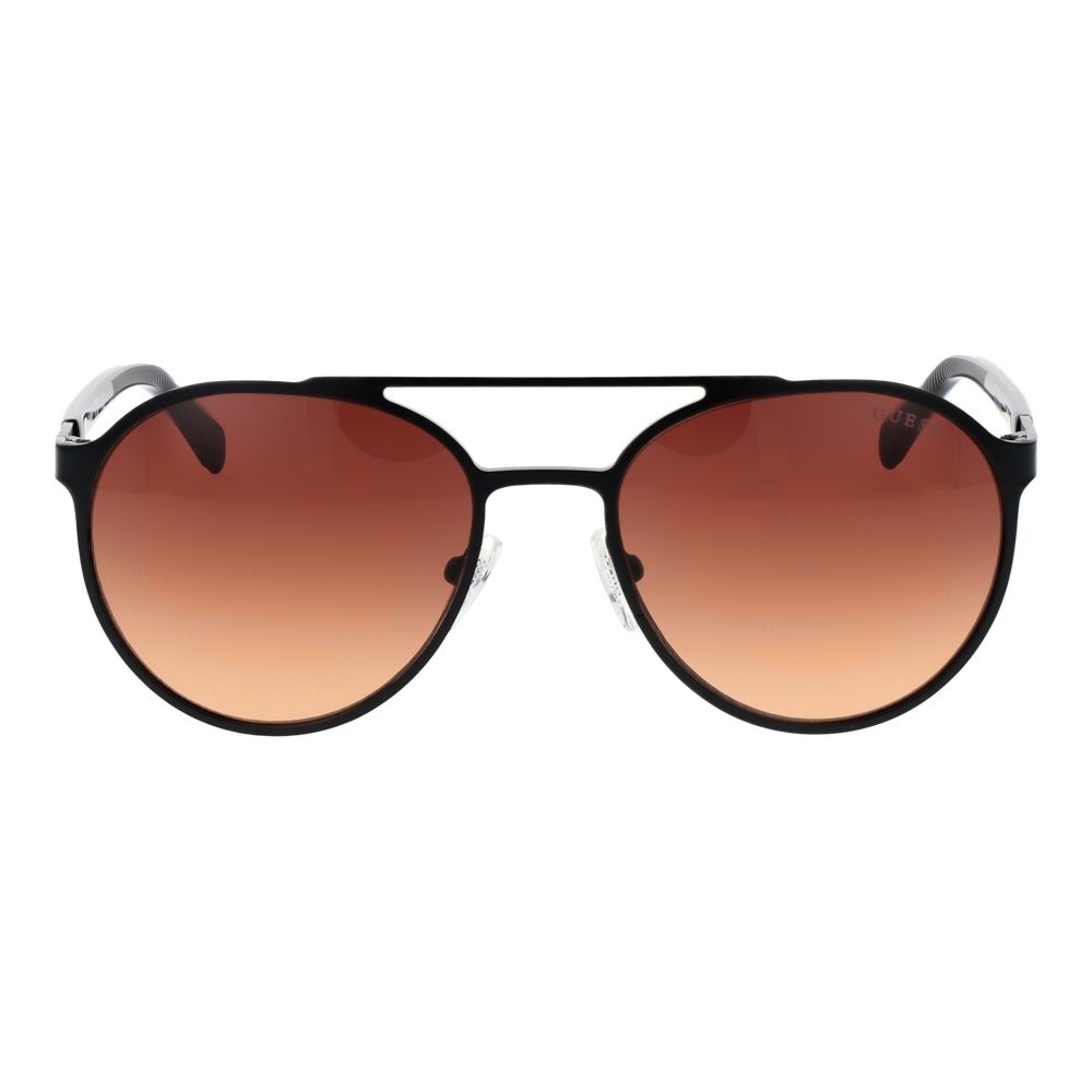 Guess Men’s Sunglasses – Black Round Frame, Brown Gradient Lenses