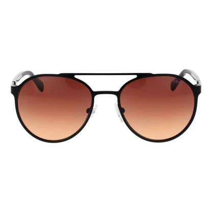 Guess Men’s Sunglasses – Black Round Frame, Brown Gradient Lenses
