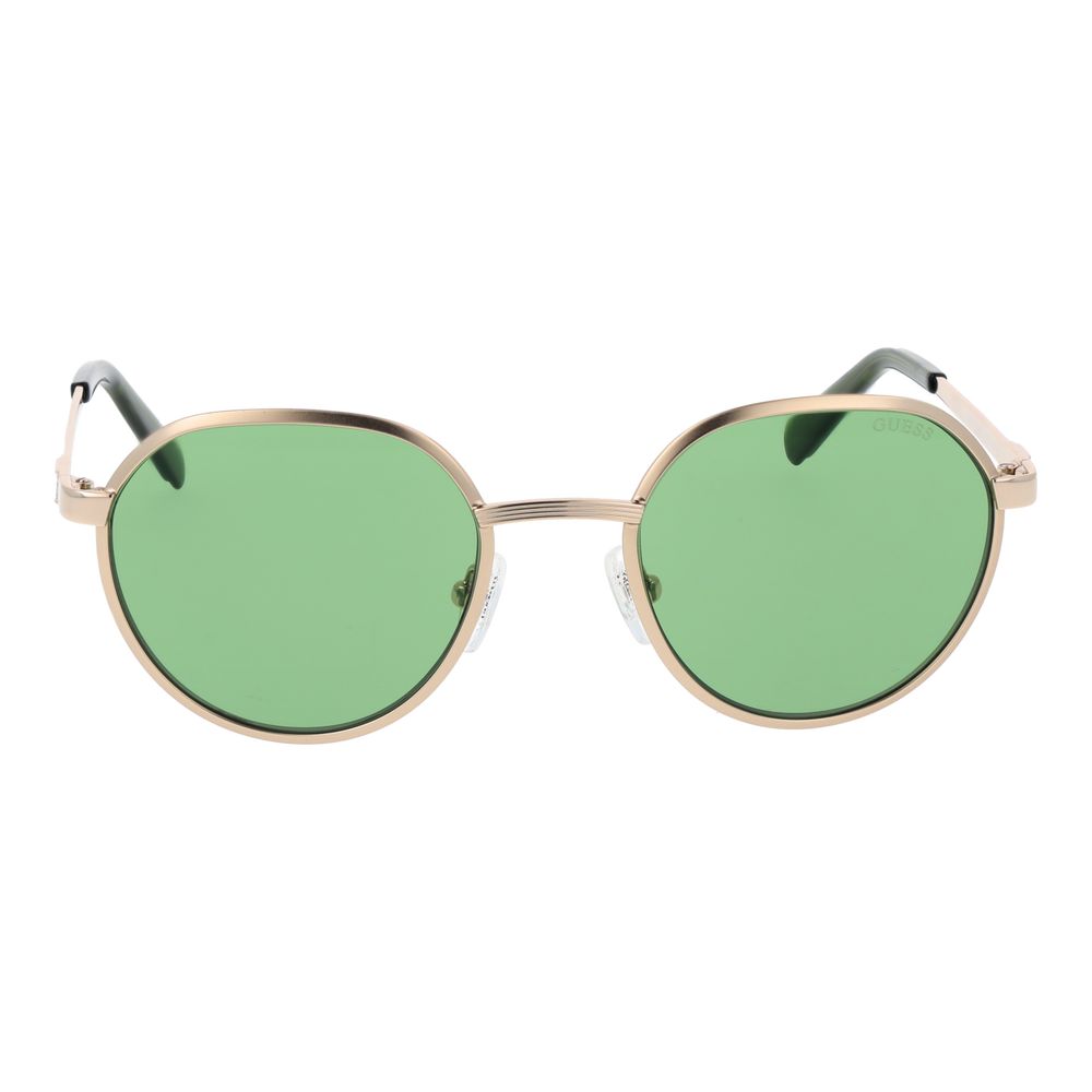 Guess Men’s Sunglasses – Gold Round Frame, Green Lenses