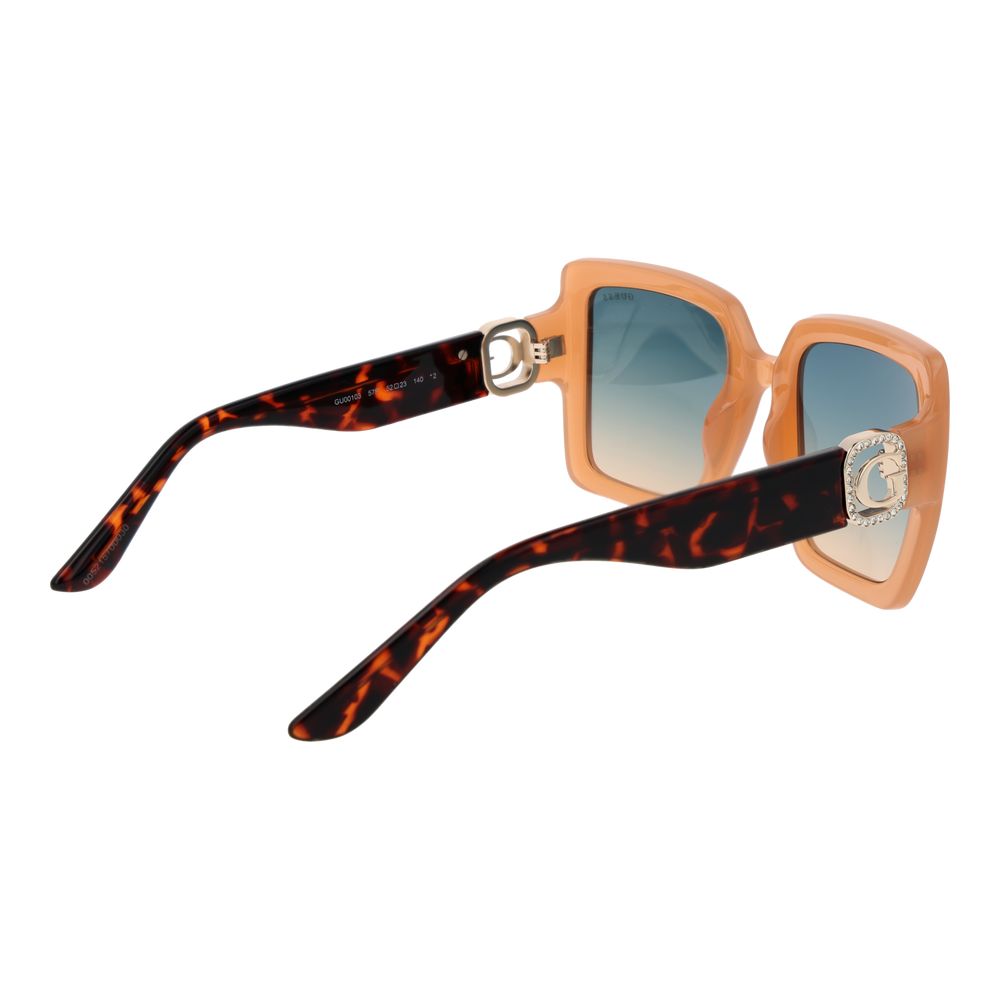 Guess Women’s Sunglasses – Beige Square Frame, Turquoise Gradient Lenses