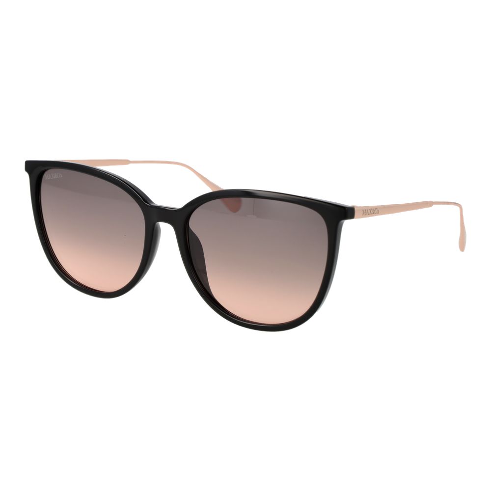 Max & Co Women's Sunglasses – Black Round Frame, Rose Gradient Lenses