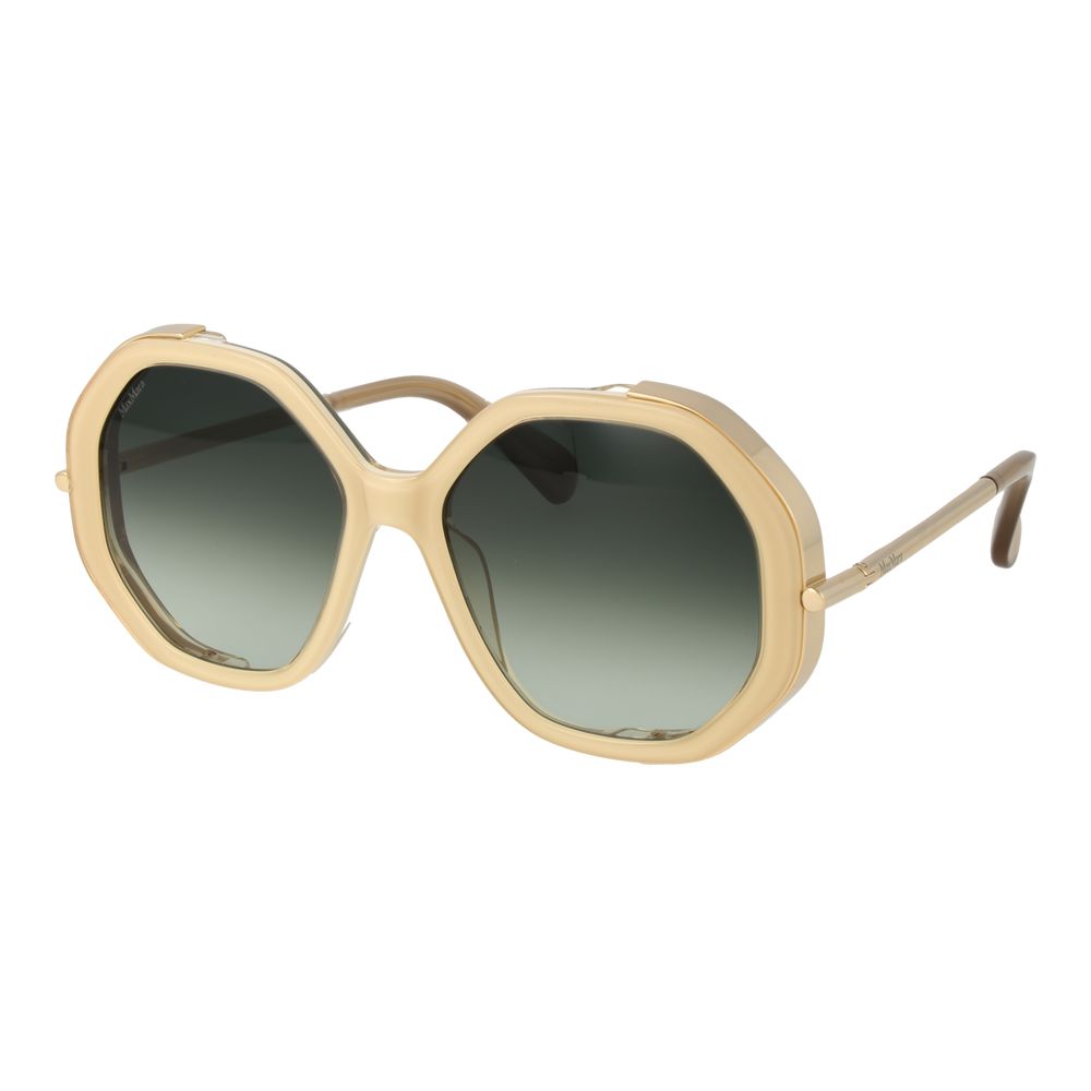 Max Mara Women’s Sunglasses – Beige Full-Rim Frame, Turquoise Gradient Lenses