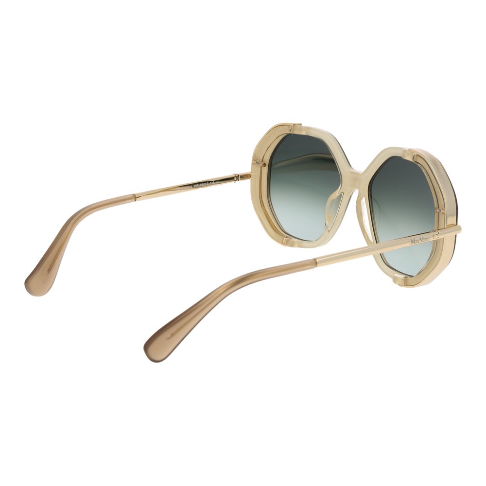 Max Mara Women’s Sunglasses – Beige Full-Rim Frame, Turquoise Gradient Lenses