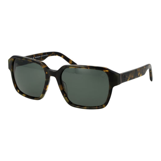 Timberland Men’s Sunglasses – Black Square Frame, Green Polarized Lenses