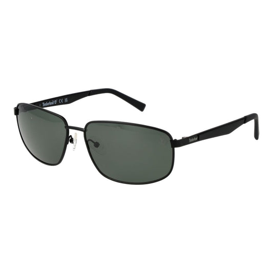 Timberland Men’s Sunglasses – Black Metal Frame with Green Lenses