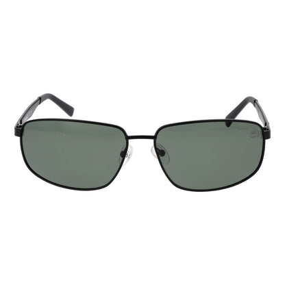Timberland Men’s Sunglasses – Black Metal Frame with Green Lenses