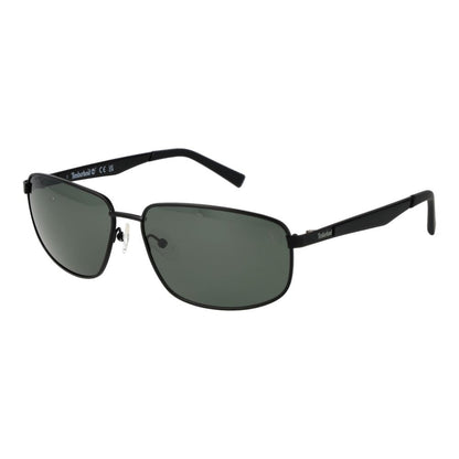 Timberland Men’s Sunglasses – Black Metal Frame with Green Lenses
