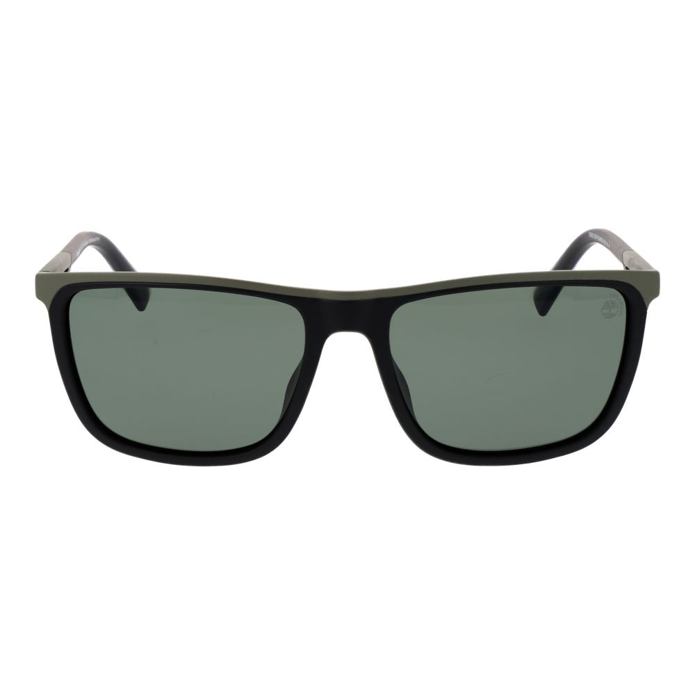 Timberland Men's Sunglasses – Black Plastic Frame, Green Lenses