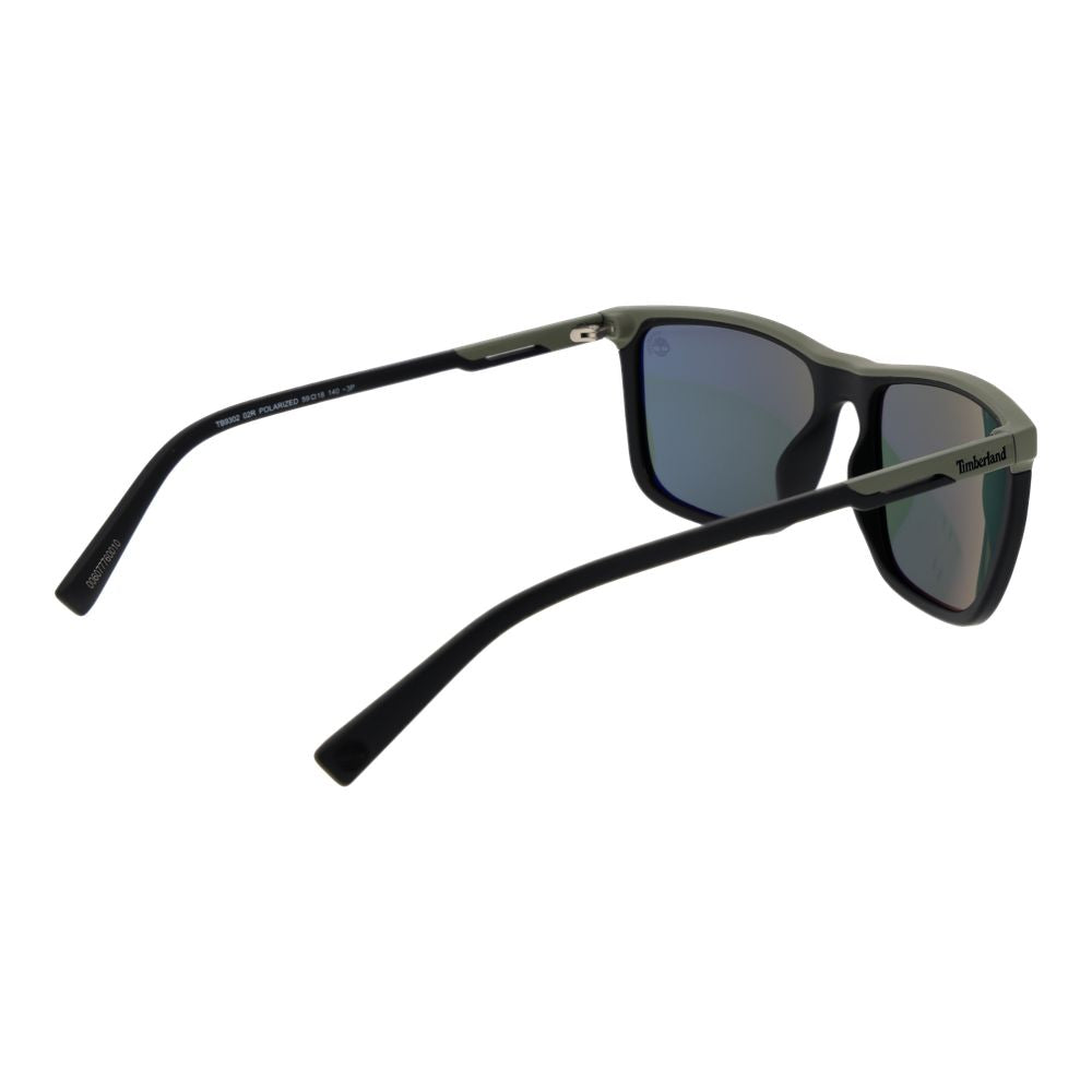Timberland Men's Sunglasses – Black Plastic Frame, Green Lenses