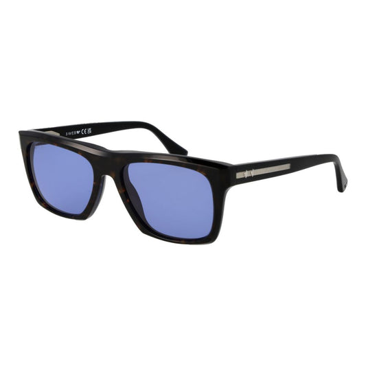 Web Brown Acetate Sunglasses – Square Frame, Blue Lenses