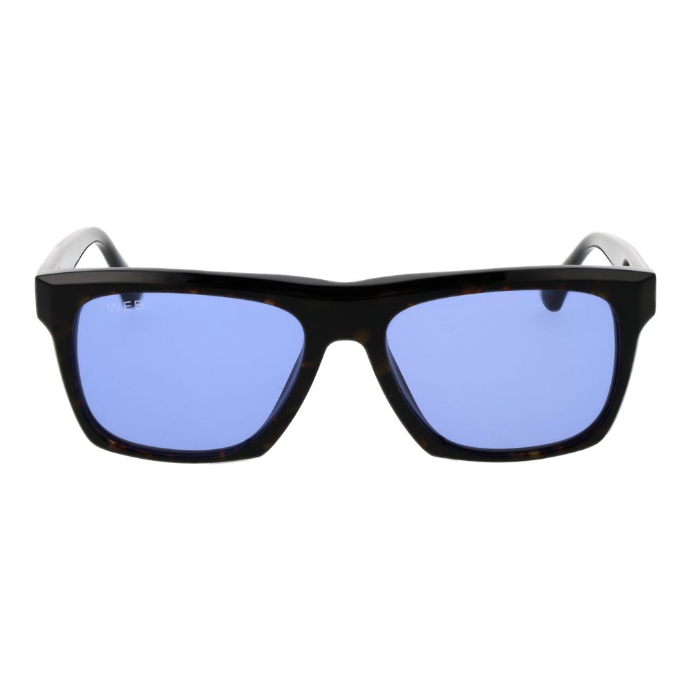 Web Brown Acetate Sunglasses – Square Frame, Blue Lenses