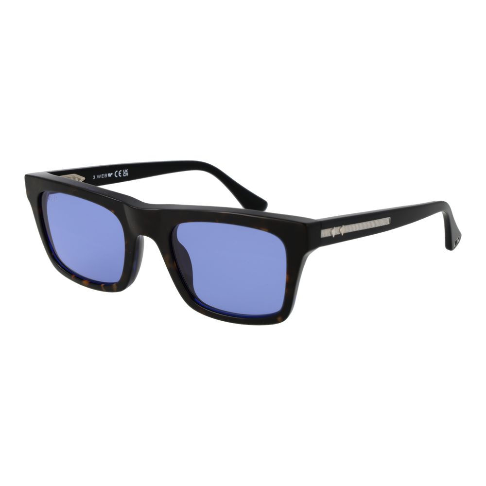 Web Brown Acetate Sunglasses – Stylish Square Frame with Blue Lenses