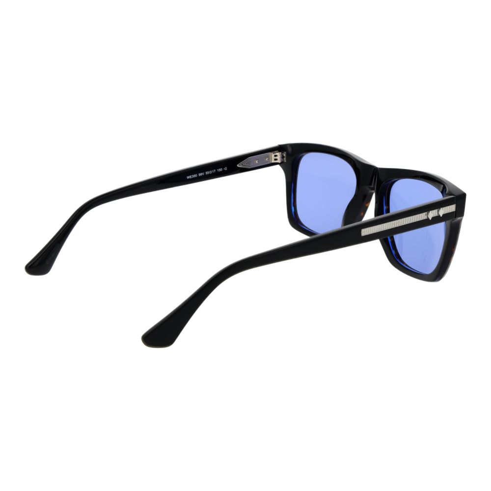Web Brown Acetate Sunglasses – Square Frame, Blue Lenses