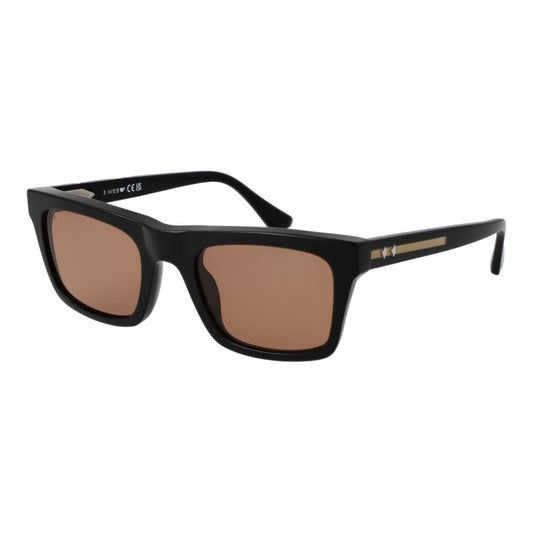 Web Black Acetate Sunglasses – Square Frame, Brown Lenses