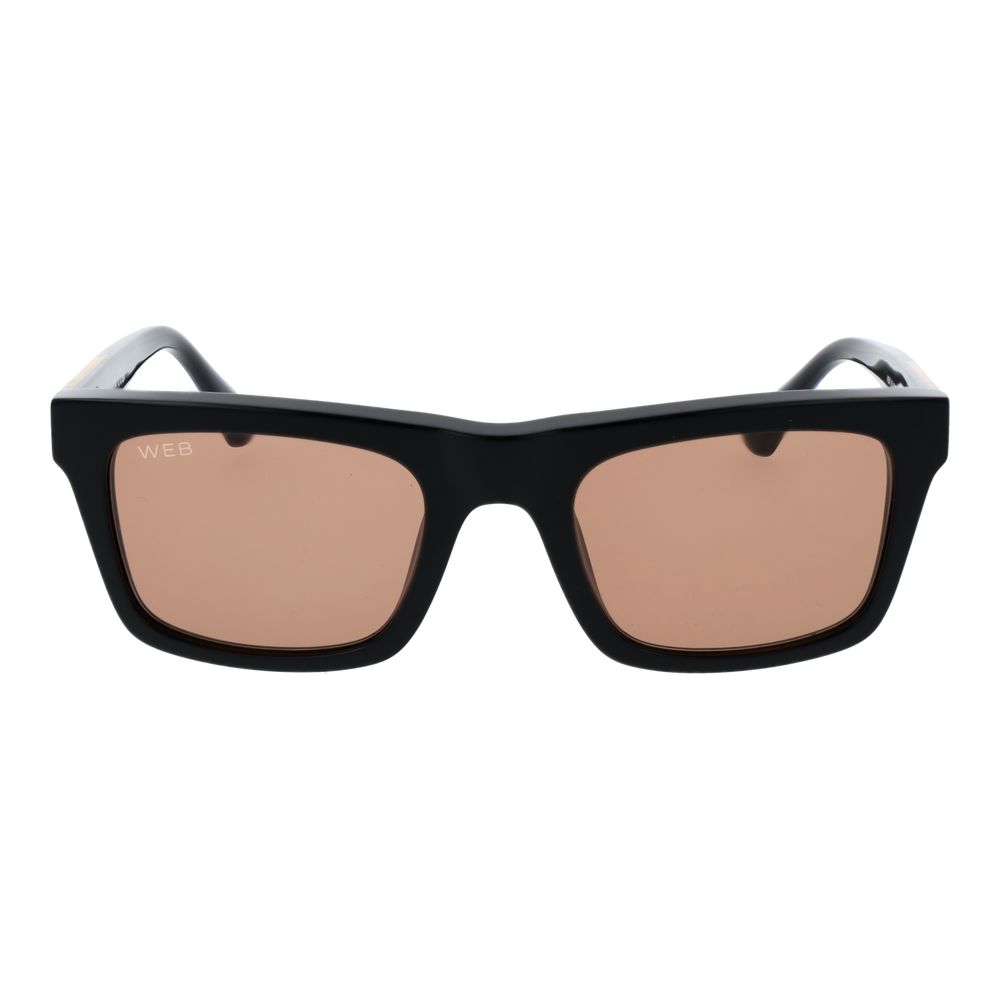 Web Black Acetate Sunglasses – Square Frame, Brown Lenses