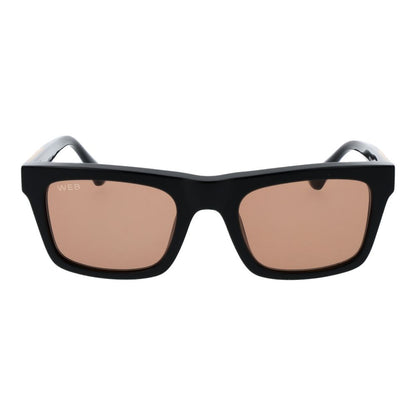 Web Black Acetate Sunglasses – Square Frame, Brown Lenses