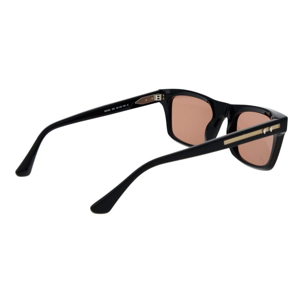 Web Black Acetate Sunglasses – Square Frame, Brown Lenses