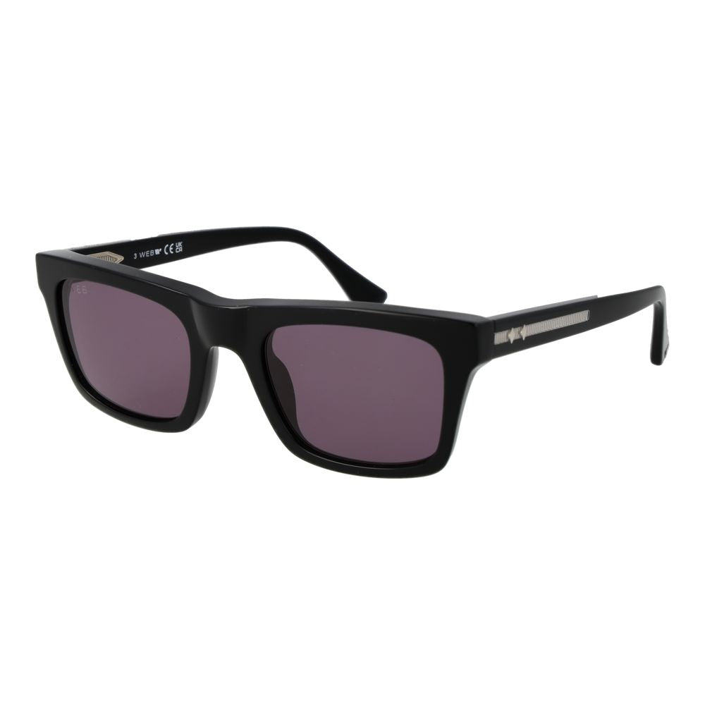 Web Black Acetate Sunglasses – Stylish Rectangle Frame with Grey Lenses