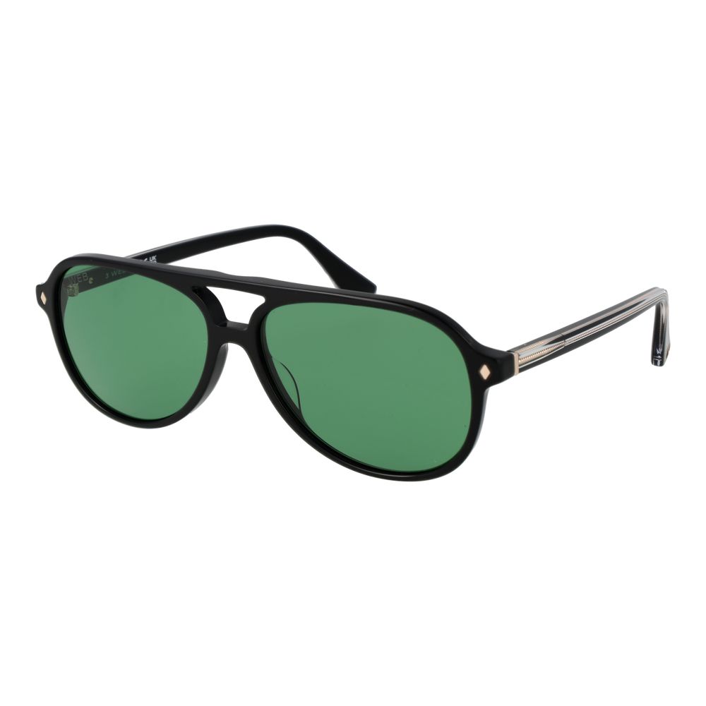 Web Black Acetate Sunglasses – Men's Aviator Style with Green Lenses