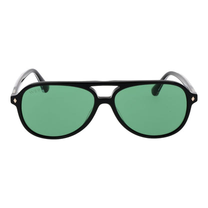 Web Black Acetate Sunglasses – Men's Aviator Style with Green Lenses