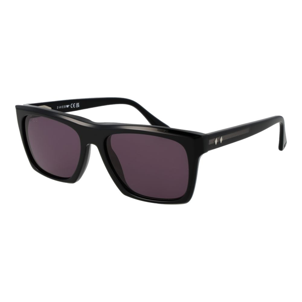 Web Black Acetate Sunglasses – Stylish Rectangle Frame with Grey Lenses